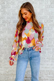 Multicolor Abstract Printed Long Sleeve Blouse