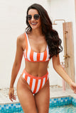 Athletic Striped Tank High Waist Bikini