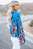 V Neck Long Sleeve Tie Front Blouse