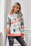Multicolor Tie-dye Side Slits Pullover Sweatshirt