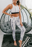 Snaking Around Snake Print Athletic Crop Vest Leggings Set