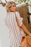 Striped Short Sleeve Buttoned Pocket Shirt