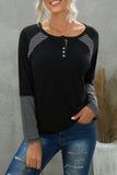 Casual Striped Color-Block Crew Neck Shirt