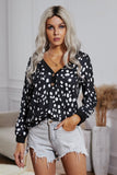 Spotted Print Apricot Long Sleeve Knit Top