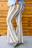 Plus Size Stripe Print High Waist Bell Bottom Pants