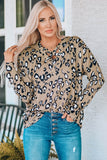 Leopard Crisscross V Neck Leopard Long Sleeve Tops