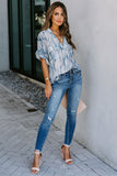 Printed Pocket Short Sleeve Blouse