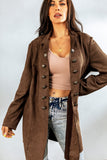 Brown Vintage Buttons Double Breasted Long Jacket