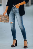 Dark Blue Slit High Waist Jeans