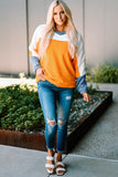 Fleece Colorblock Dolman Sleeves Pullover Top