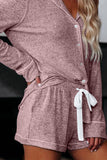 Long Sleeve Drawstring Button Loungewear