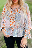 Multicolor Floral Print Patchwork Blouse