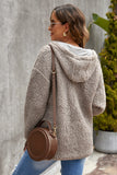 Zip Up Sherpa Hooded Coat with Pocket