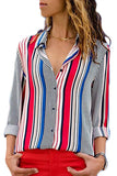 Navy Striped Modern Women Shirt