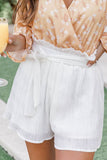 Ruffled Waist Pleated Shorts with Belt
