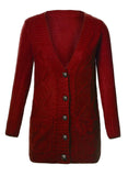 Multicolor Front Pocket and Buttons Closure Cardigan