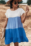 Loose Fit Ruffled Color Block Dress