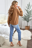 Turn-down Collar Long Sleeve Zipper Fleece Pullover Sweatshirt