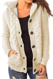 Beige Fur Hood Knit Sweater