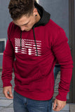 American Flag Print Color Block Men's Hoodie