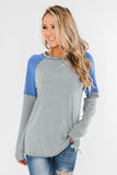 Khaki Color Block Raglan Sleeve Top
