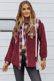 Plaid Patchwork Buttoned Pocket Sherpa Jacket