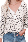 Spotted Print Apricot Long Sleeve Knit Top