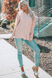 Pink Striped Buttons Closure Long Sleeve Shirt
