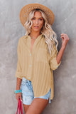 Khaki Textured Buttons Pocketed Shirt