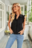 Turn-down Collar Ruffle Polka Dot Tank
