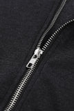 Full Zip Hoodie Coat with Floral Print Hooded Inner