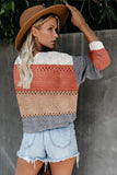 Color Block Deep V Neck Wrap Sweater