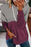 Light Green Dip-Dye Colorblock Drawstring Hoodie with Pockets