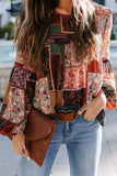 Multicolor Bohemian Floral Print Patchwork Top