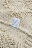 Apricot Cable Knit Fringe Trim Sweater