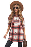 Turn down Neck Plaid Pocket Button Closure Coat
