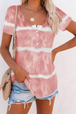 Buttoned Tie-dye Short Sleeve Top