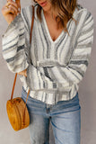 Striped Knit Kangaroo Pocket Hooded Sweater