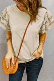 Apricot Purple Hollow Out Ruffle Sleeve T-shirt