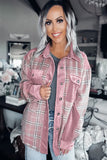 Pink Corduroy Plaid Pattern Shacket