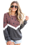 Star Color Block Pullover Khaki Sweatshirt