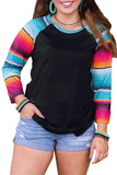 Colorful Serape Striped Long Sleeve Top