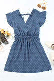 Swiss Dot V Neck Wrap Beach Dress