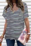 V Neck Front Pocket Camo Tee