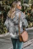 Camo Lapel Collar Open Front Fleece Coat