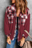 Plaid Patchwork Buttoned Pocket Sherpa Jacket