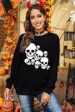 Ghosts Halloween Print Drop Shoulder Black Sweatshirt