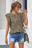 Tie-dye Ruffled Cap Sleeve T-shirt