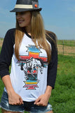 Serape War Paint Graphic Raglan Sleeve Top