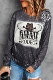 COWBOY RODEO Leopard Bleach Print Graphic T Shirt